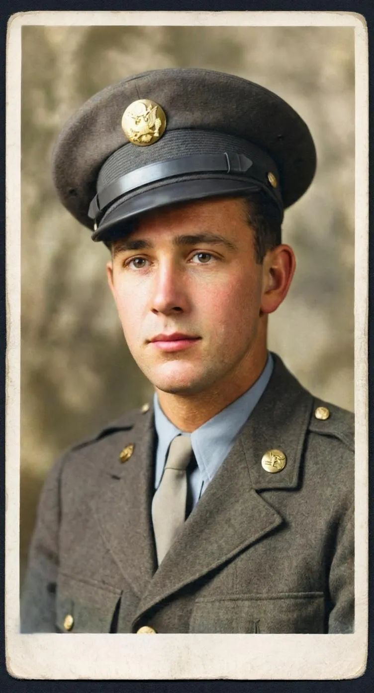 The same military portrait with the scratches and dust removed
