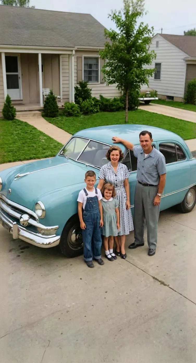 The same family photo restored and upscaled for printing