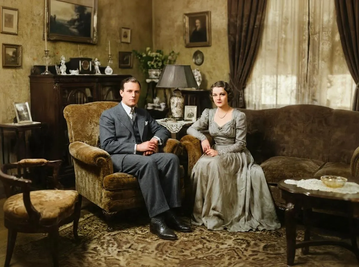 The same family photo restored with AI in Retrocap